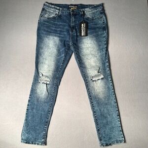 NWT Denim CDMG & Co Distressed Medium Blue Skinny Jeans Men's 36x32